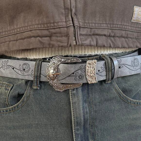 Y2k western grey floral cowboy - Picture 4 of 7